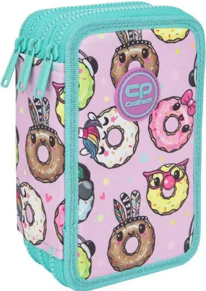 Trojkomorové vybavené Penál Coolpack Jumper 3 Happy Donuts