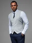 Ombre Fitted structured men's vest with patch pockets - grey melange