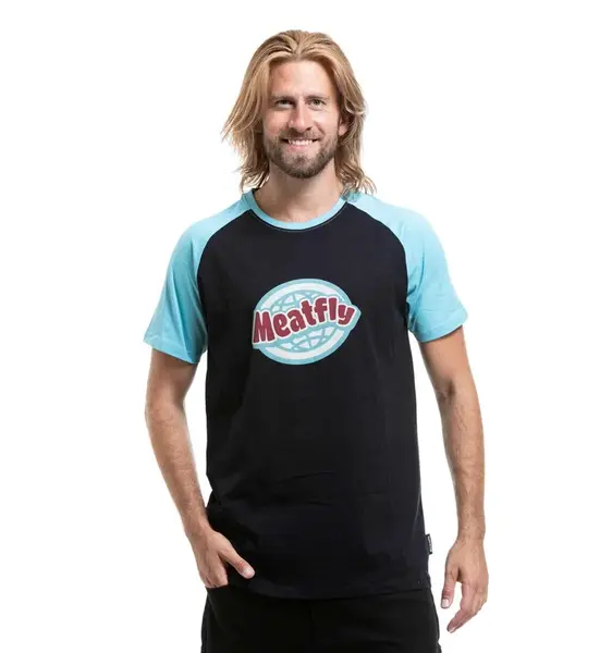 Meatfly pánské tričko Ozzy Raglan Dark Cyan / Black | Černá | Velikost M | 100% bavlna