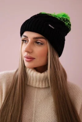 marka niezdefiniowana Fleecová čepice Ilona K218 černá+zelená