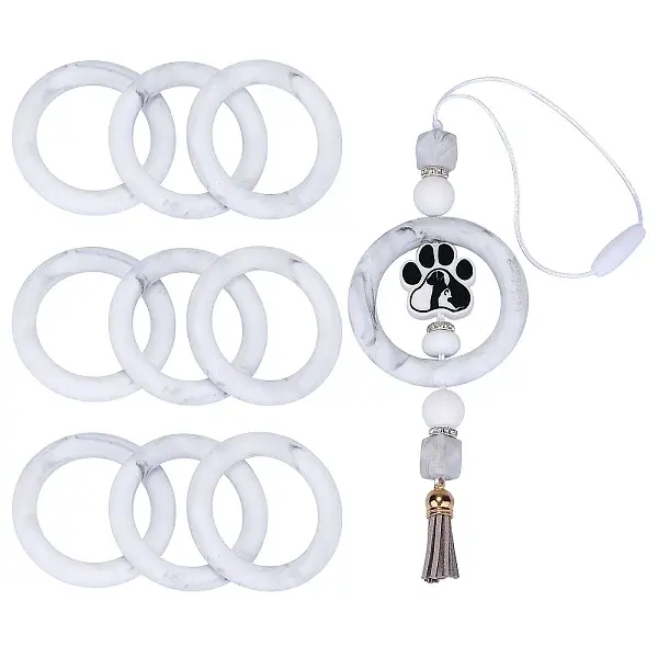 9Pcs Ring Food Grade Eco-Friendly Silicone Focal Beads