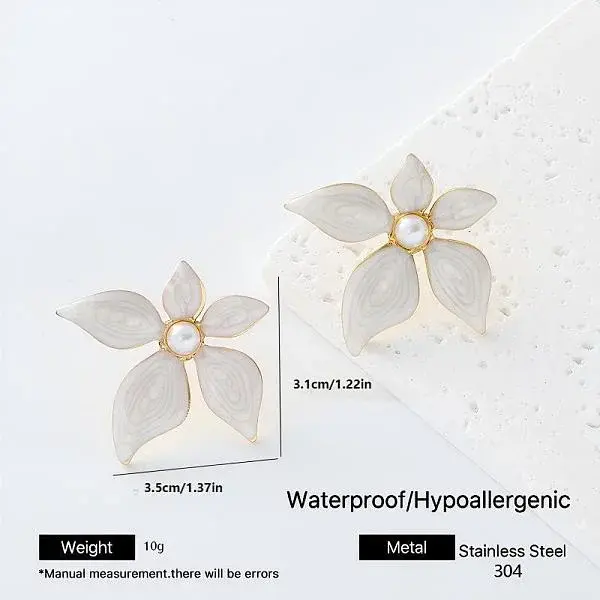 304 Stainless Steel Enamel Stud Earrings for Women