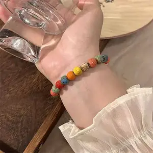 Handmade Porcelain Round Beaded Stretch Bracelets for Women