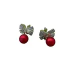 Alloy Crystal Rhinestone Bowknot Dangle Stud Earrings