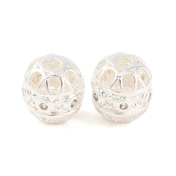 Brass Micro Pave Clear Cubic Zirconia Beads
