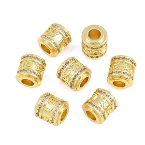 Brass Micro Pave Clear Cubic Zirconia Beads