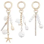 3Pcs 3 Styles Zinc Alloy Rhinestone & Plastic Pearl Pendant Decorations