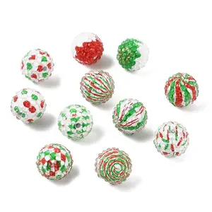 Christmas Theme Opaque Acrylic & Resin Rhinestone Beads