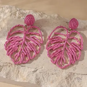 Iron Raffia Dangle Stud Earrings