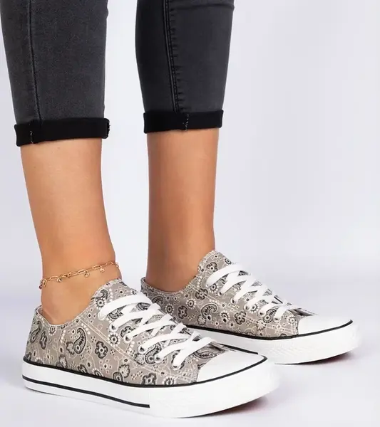 Gemre Brown women's canvas sneakers in Aztec style Kalusa