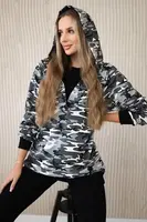 3-dílný moor set mikiny, topu a legín šedá + černá