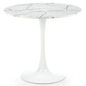 Stôl Denver 80 Mdf/Oceľ – Biely Marmur/Biely