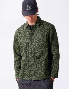 Service Works Patterned Easy Chef Shirt Green Leopard M