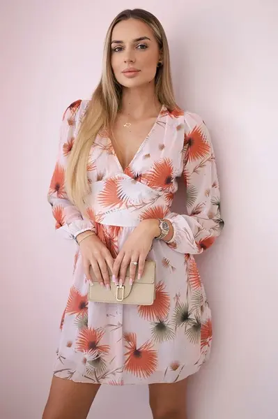 Vzdušné šaty s květinovým motivem pudrově růžové