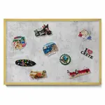 TULUP MAGNETICKÁ TABULE 60x40 cm zlatý rám – Přírodní boho listy