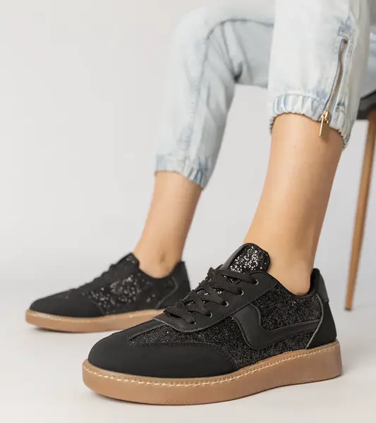 Gemre Black women's sneakers decorated with glitter Likana