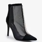 PS1 Módní dámské boty Mesh Stiletto Černé Rummi