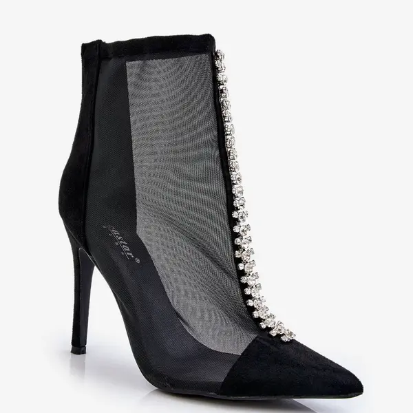 PS1 Módní dámské boty Mesh Stiletto Černé Rummi