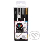 Posca Sada akrylových popisovačů 0,9-1,3 mm - černá, zlatá, stříbrná, bílá 4 ks