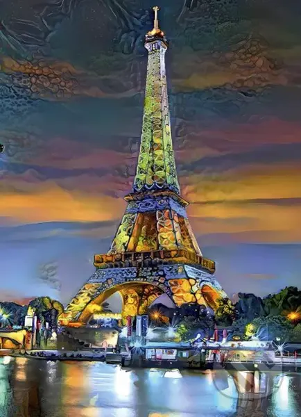 Eiffel Tower at Sunset, Paris, France - puzzle z kategorie Umělecké