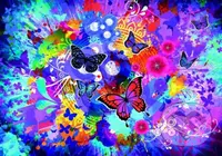 Colorful Flowers and Butterflies - puzzle z kategorie Umělecké