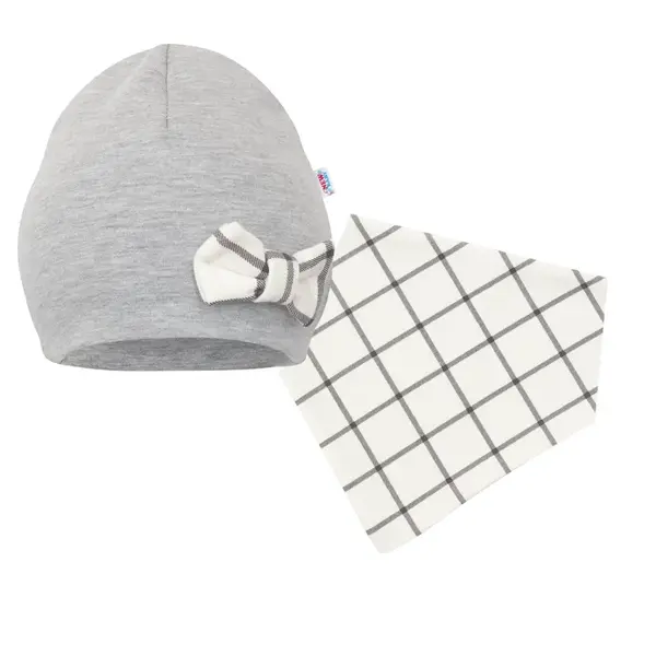 New Baby Kojenecká čepička s šátkem na krk  Missy šedá, vel. 68 (4-6m)