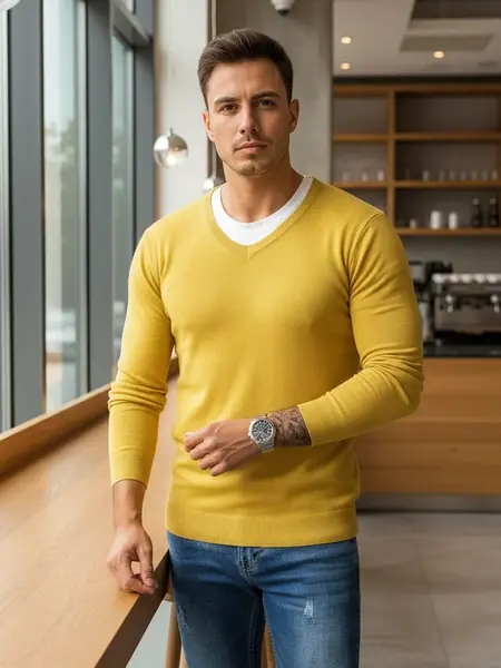 Sweter męski żółty Dstreet