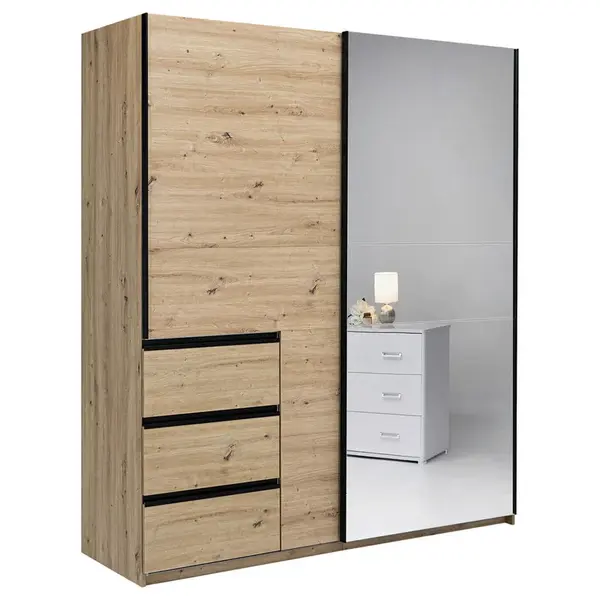 Carryhome SKŘÍŇ S POSOUVACÍMI DVEŘMI, dub artisan, 215/205/62 cm