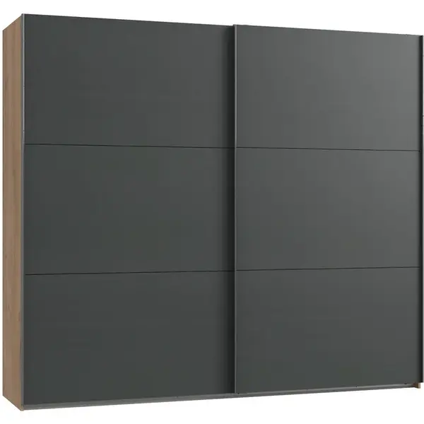 MID.YOU SKŘÍŇ S POSOUVACÍMI DVEŘMI, barvy grafitu, barvy dubu, 250/216/65 cm