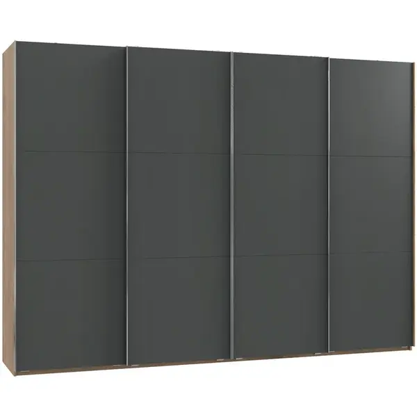 MID.YOU SKŘÍŇ S POSOUVACÍMI DVEŘMI, barvy grafitu, barvy dubu, 300/216,5/65 cm
