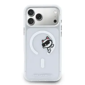 Zadní kryt Karl Lagerfeld IML Choupette Peekaboo MagSafe pro Apple iPhone 17 Pro Max, transparentní