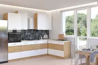 Rohová kuchyňská linka 275 x 140 cm Artisan 1 - Dub artisan + Bílý lesk