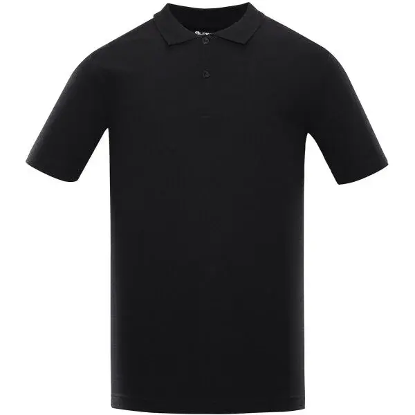 ALPINE PRO GERBE Unisex triko s límečkem a knoflíky, černá, velikost