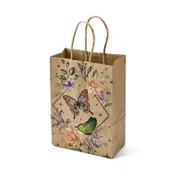 Flower Butterfly Pattern Kraft Paper Bags