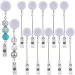 10Pcs Opaque Plastic Retractable & Beadable Badge Reel
