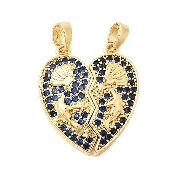 Valentine's Day Brass Micro Pave Cubic Zirconia Split Pendants