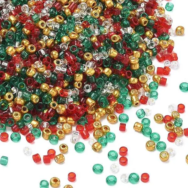 4 Colors Christmas 12/0 Glass Round Seed Beads