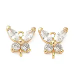 Brass Pave Clear Cubic Zirconia Connector Charms