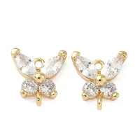 Brass Pave Clear Cubic Zirconia Connector Charms