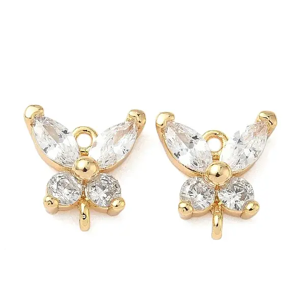 Brass Pave Clear Cubic Zirconia Connector Charms