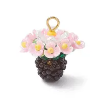 Resin Glass Seed Beaded Flower Pendants