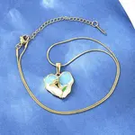 304 Stainless Steel Enamel Flower Heart Pendant Necklaces