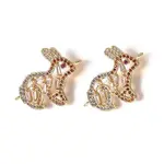 Brass Micro Pave Cubic Zirconia Bunny Links connectors