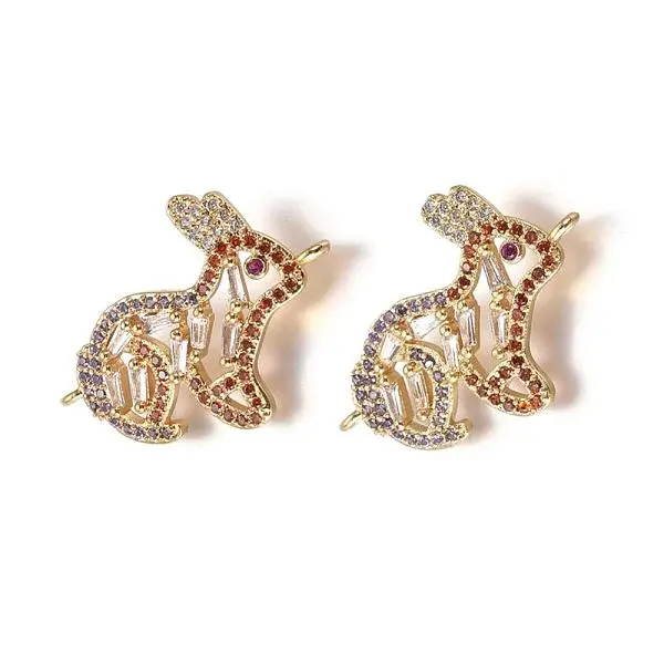 Brass Micro Pave Cubic Zirconia Bunny Links connectors