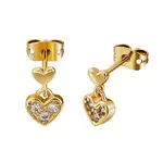 Clear Cubic Zirconia Heart Dangle Stud Earrings