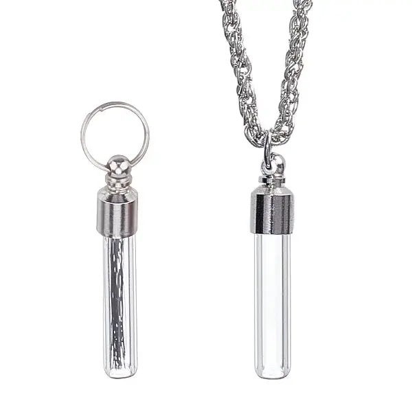 2Pcs Brass and Glass Wishing Bottle Pendants