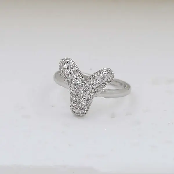 Brass Micro Pave Clear Cubic Zirconia Cuff Rings