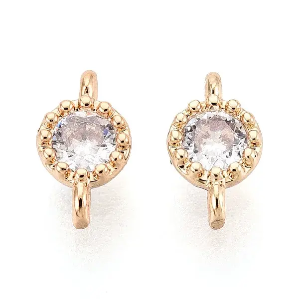 Brass Pave Cubic Zirconia Connector Charms