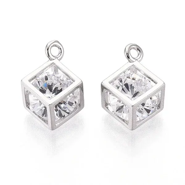 Brass Micro Pave Cubic Zirconia Charms