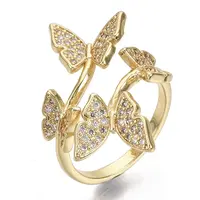 Brass Micro Pave Cubic Zirconia Cuff Rings